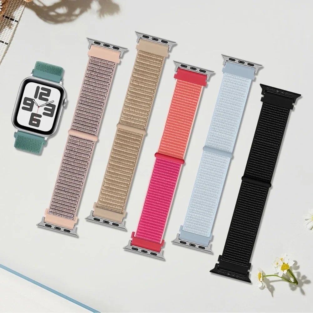 6 Pack Apple Watch Compatible Nylon Sport Loop Bands 44 45 46 49mm New